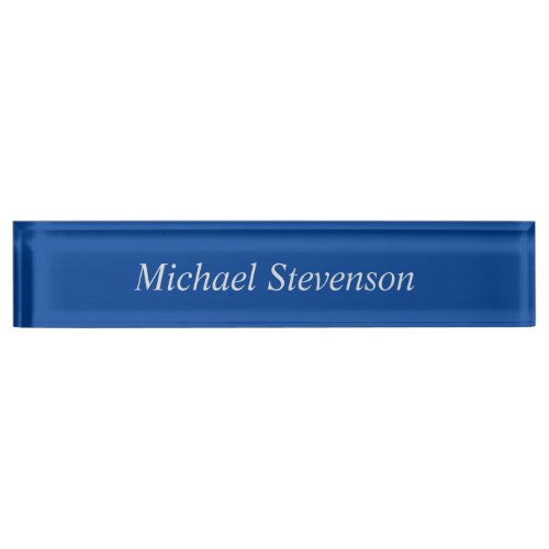 Minimalist Deep Blue Modern Plain Desk Name Plate