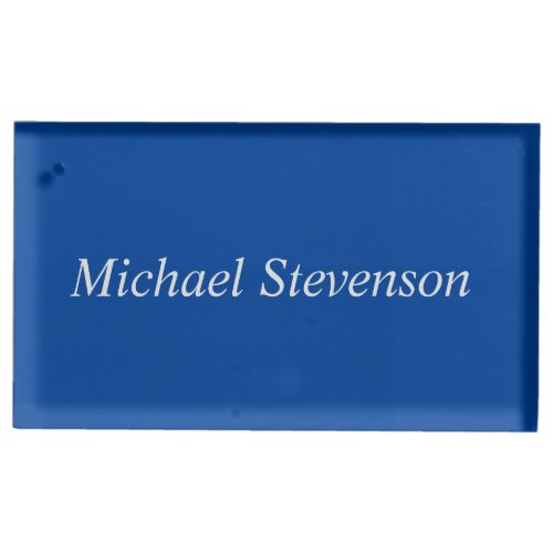 Minimalist Deep Blue Modern Plain Place Card Holder