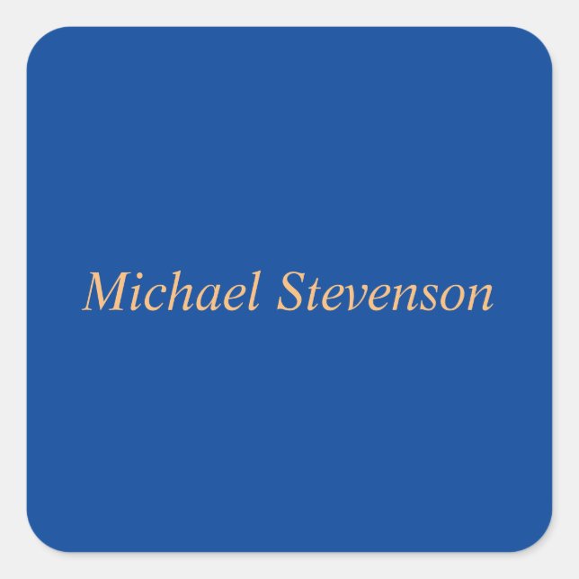 Minimalist Deep Blue Modern Plain Square Sticker (Front)