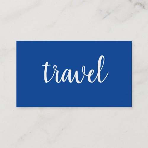 Minimalist Deep Blue Modern Plain Travel Agent Business Card