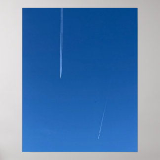 Minimalist Deep Blue Sky Contrails Poster