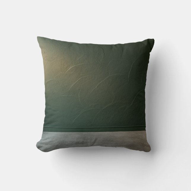 Minimalist Deep Forest Green Plaster Texture Abstr Throw Pillow (Front)