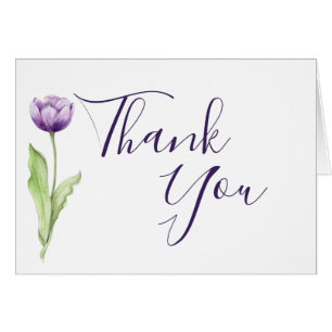 Minimalist Deep Purple Single Tulip Wedding Cards