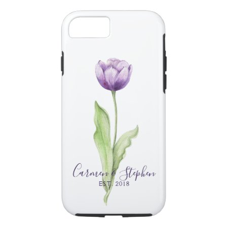 Minimalist Deep Purple Single Tulip Wedding Iphone 8/7 Case
