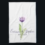 Minimalist Deep Purple Single Tulip Wedding Towel<br><div class="desc">Give the Happy Couple a gift that will always remind them of their Big Day! This minimal, yet elegant, deep purple design is the perfect gift to match our Tulip Wedding suite! The single tulip, with its simple charm and inimitable beauty, will add that touch you're looking for. Fully customizable:...</div>