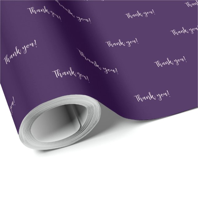 Minimalist Deep Purple Thank you! Wrapping Paper (Roll Corner)