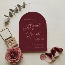 Minimalist Deep Wine Arched Wedding Invitation