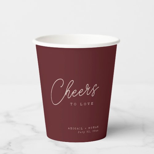 Minimalist Deep Wine Cheers to Love Paper Cups