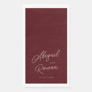 Minimalist Deep Wine Wedding  Paper Guest Towels
