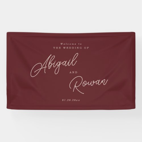 Minimalist Deep Wine Wedding Welcome Banner