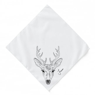 Minimalist Deer Head Line Art Sketch With Name Bandana