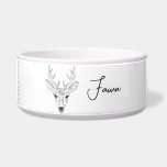 Minimalist Deer Head Line Art Sketch With Name Bowl<br><div class="desc">Destei's original minimalist line art sketch illustration of a cute deer head. There is also a personalizable text area for a name.</div>
