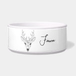 Minimalist Deer Head Line Art Sketch With Name Bowl<br><div class="desc">Destei's original minimalist line art sketch illustration of a cute deer head. There is also a personalizable text area for a name.</div>