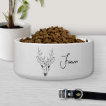 Minimalist Deer Head Line Art Sketch With Name Bowl<br><div class="desc">Destei's original minimalist line art sketch illustration of a cute deer head. There is also a personalizable text area for a name.</div>