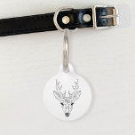 Minimalist Deer Head Line Art Sketch With Text Pet ID Tag<br><div class="desc">Destei's original minimalist line art sketch illustration of a cute deer head. On the other side there are two personalizable text areas.</div>