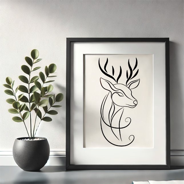 Minimalist Deer Line Art Print | Modern Wall Art (Creator Uploaded)