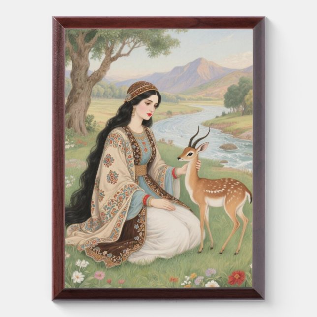 Minimalist Deer Line Art Wall Poster  Award Plaque (Vertical)