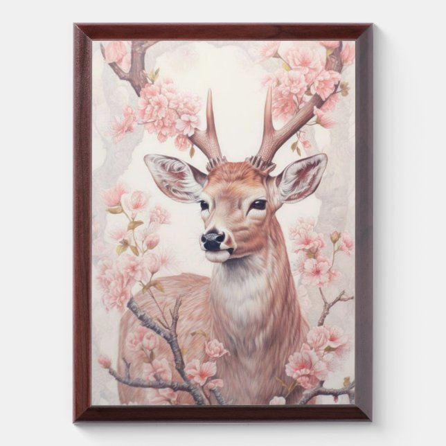 Minimalist Deer Line Art Wall Poster  Award Plaque (Vertical)