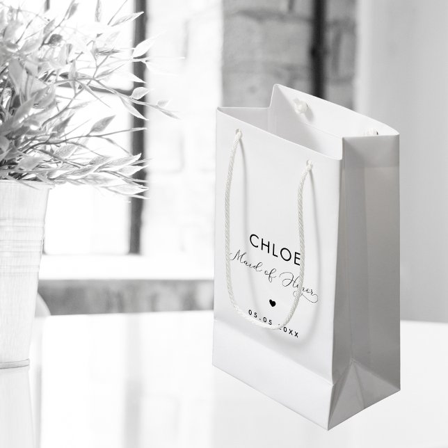 Minimalist Delicate Script & Heart Maid of Honor Small Gift Bag (Creator Uploaded)