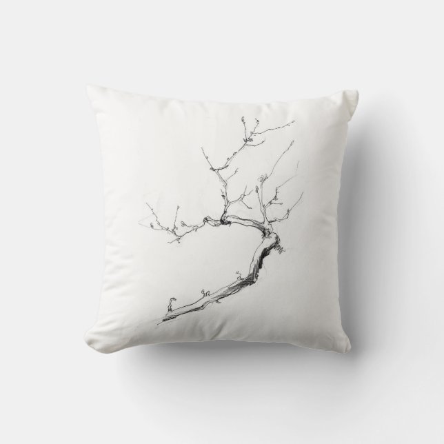 Minimalist Delicate Tree Branch Throw Pillow (Front)