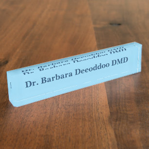 Minimalist Dentist Blue Name Plate