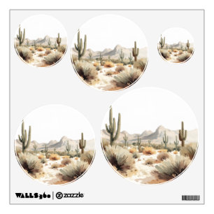 Minimalist Desert Saguaro Cactus Watercolor Art Wall Decal