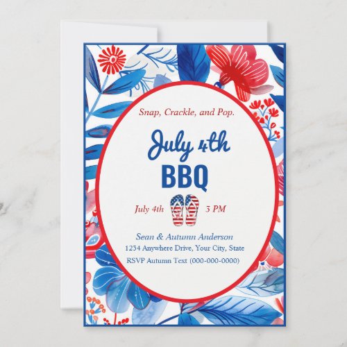 Minimalist Design 4th of July BBQ Invitation