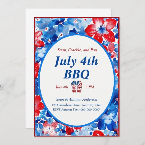 Minimalist Design 4th of July BBQ Invitation