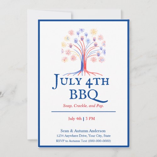 Minimalist Design 4th of July BBQ Invitation