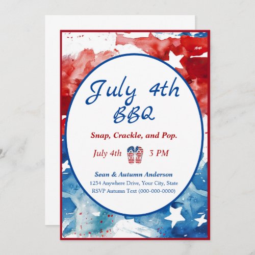 Minimalist Design 4th of July BBQ Invitation