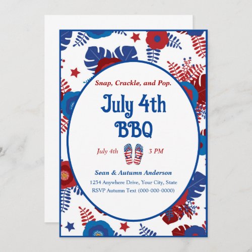 Minimalist Design 4th of July BBQ Invitation