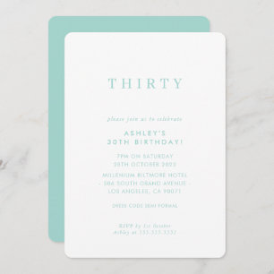 MINIMALIST design birthday chic modern mint green Invitation