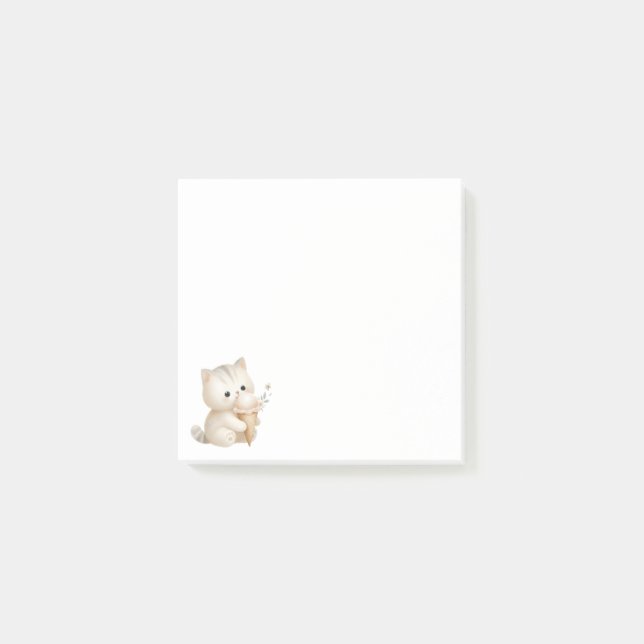 Minimalist Design Cute Cat with Ice Cream Post-it Notes (Front)