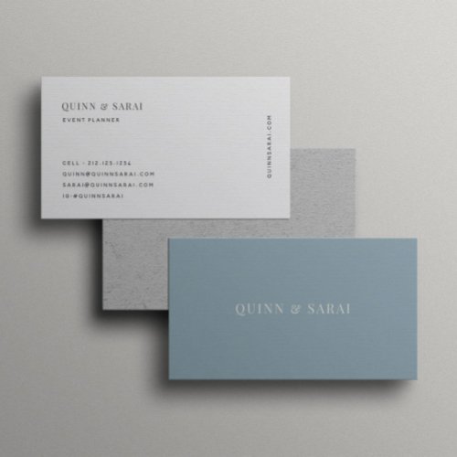 Minimalist Design Elegant Clean Muted Blue Modern  Business Card