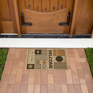 Minimalist design in Bauhaus style with family nam Fiber Doormat