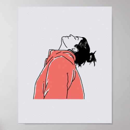 Minimalist Design of Woman Looking Up Poster