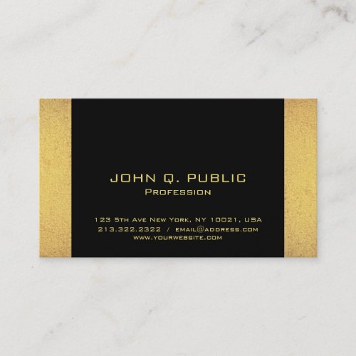 Minimalist Design Professional Modern Black Gold Business Card