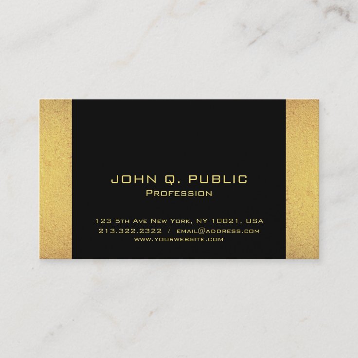 Minimalist Design Professional Modern Black Gold Business Card | Zazzle