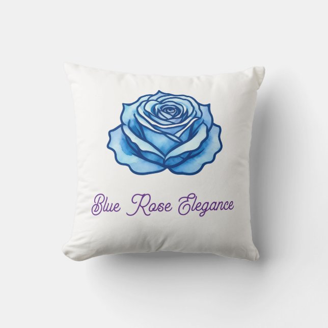 Minimalist Design Romantic Blue Rose Floral Gift  Throw Pillow (Front)