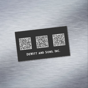 Minimalist Design Three QR Code Sleek Business Card Magnet