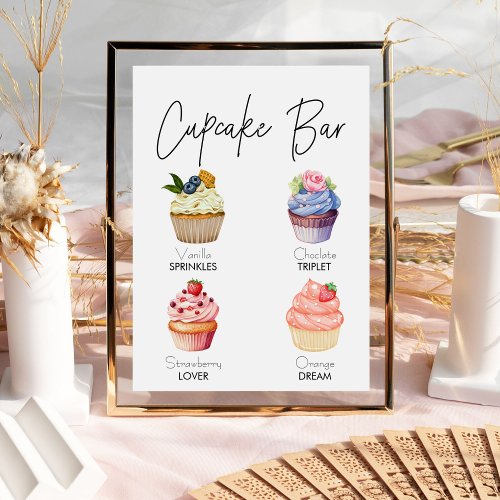 Minimalist Dessert Cupcake Menu Wedding Sign