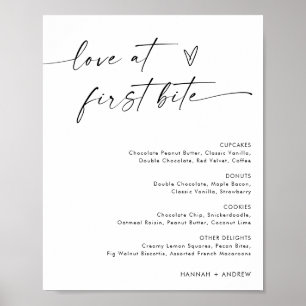 Minimalist Dessert Menu Sign, Love at First Bite Poster