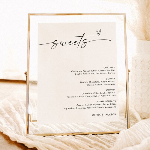 Minimalist Dessert Menu Sign Sweets Wedding Sign