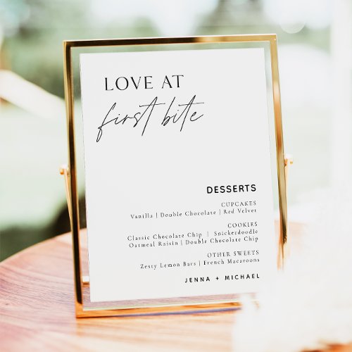 Minimalist Dessert Table Sign  Love at First Bite