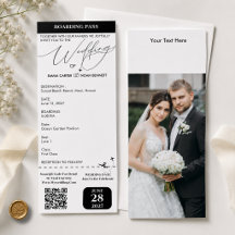 Minimalist Destination Black White Wedding Invite