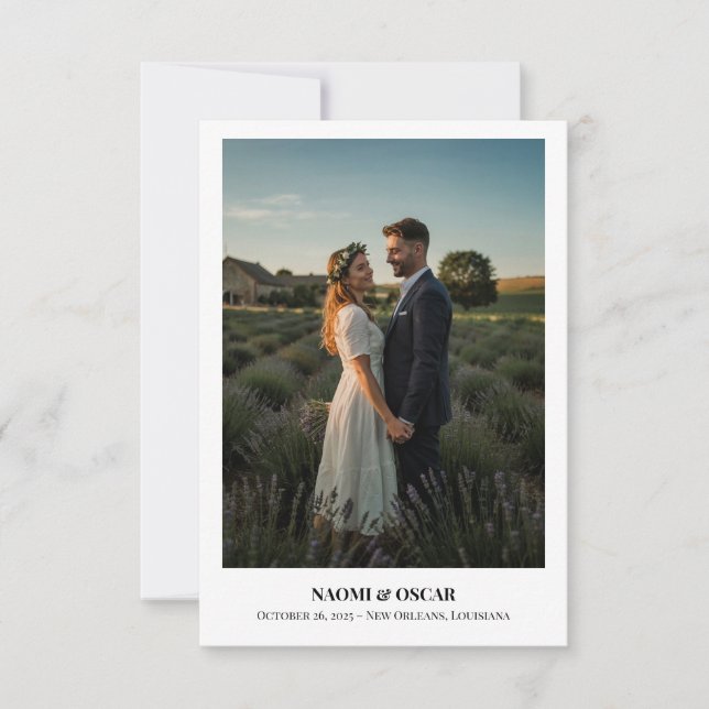 Minimalist Destination Photo Wedding Save The Date (Front)