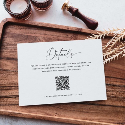 Minimalist Details QR Code Wedding Enclosure Card