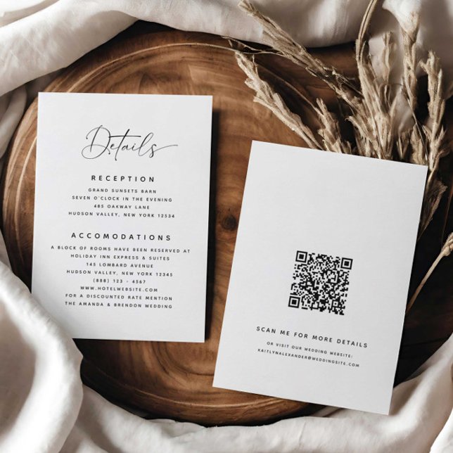 Minimalist Details QR Code Wedding Enclosure Card (Creator Uploaded)