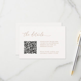 Minimalist Details & QR Code Wedding RSVP Card