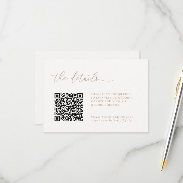 Minimalist Details & QR Code Wedding RSVP Card (Front/Back In Situ)
